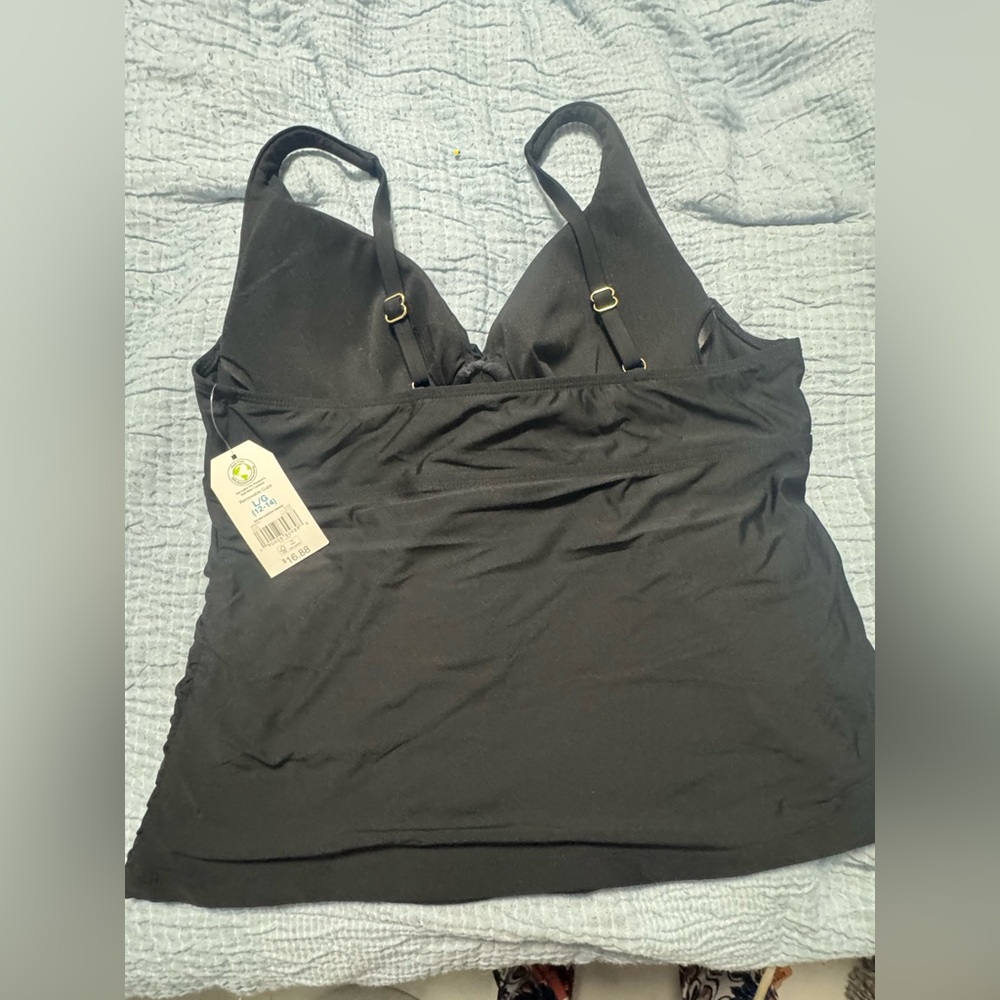Black Women's Tankini Top with Adjustable Straps
